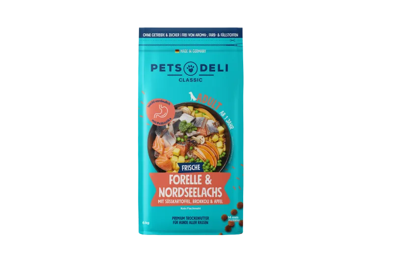 Pets Deli Classic Forelle & Nordseelachs mit Süßkartoffel, Brokkoli & Apfel 6kg